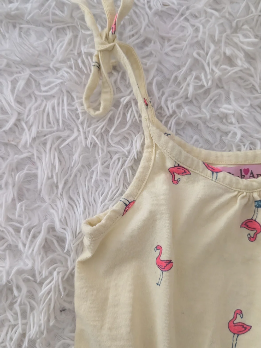 Angel Girls 4T Yellow Flamingo Print Romper – 100% Cotton